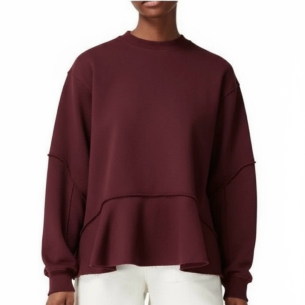 Sweaty Betty Revive Peplum Sweatshirt, Relaxed Fit, Burgundy. Size L